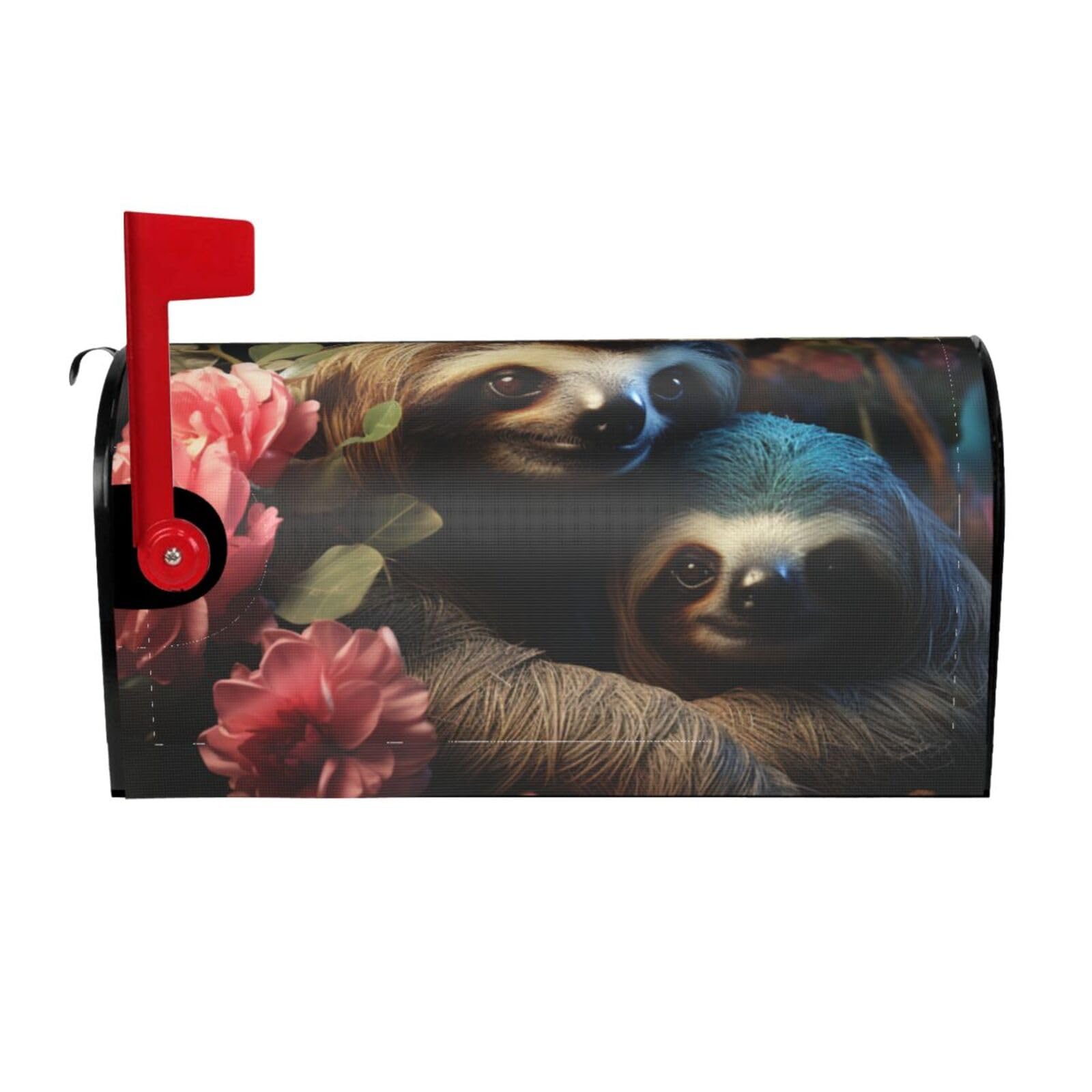 A Sloth and a Baby Sloth Mailbox Covers Magnetic Wraps Post Letter Box Cover Garden Home Decor 25.5x21 in