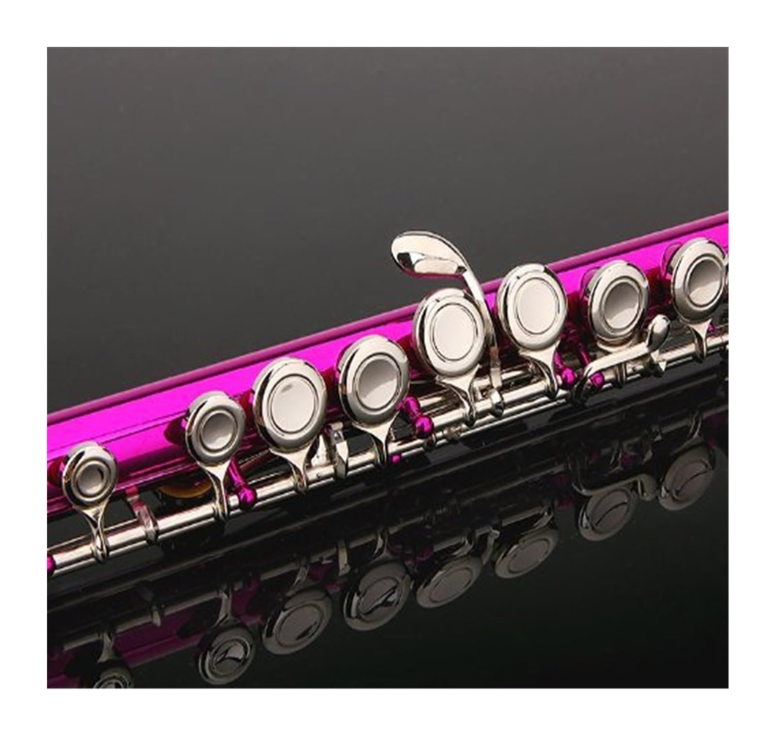 Flauta Flauta de color llave de níquel rosa 16 orificios cerrados más llave E instrumento de flauta C