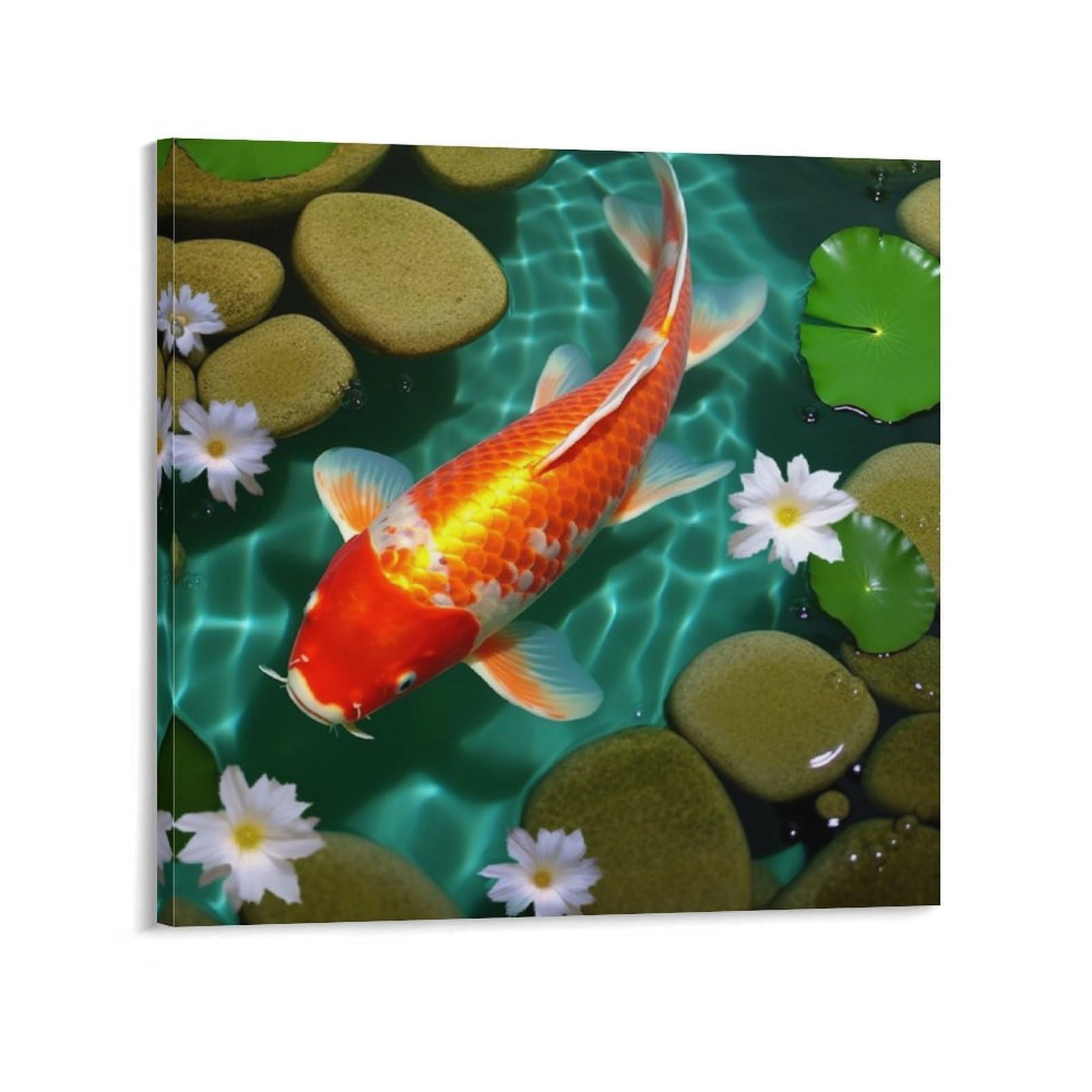 NTVOWPZO Japanese Carp Canvas Wall Art for Bedroom 16x16inch Canvas Prints Artwork for Walls Modern Picture Artwork Painting for Living Room Aesthetic Wall Paintings for Bathroom Kitchen Office Decor