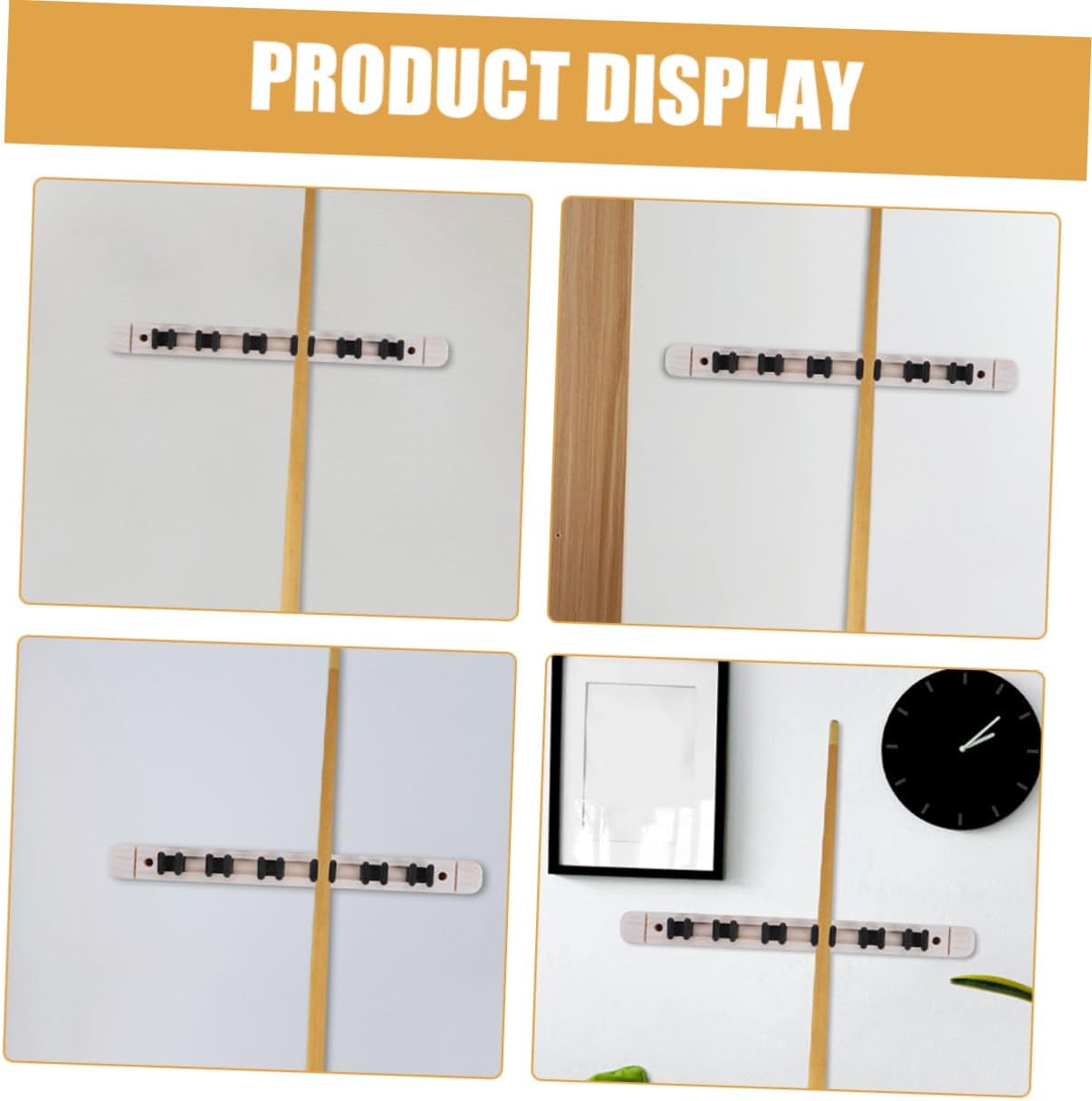 Wall Mounted Pool Cue Rack 6-hole Solid Wood Billiard Cue Holder 2 Pairs White Pool Stick Storage for Game Room Accessories