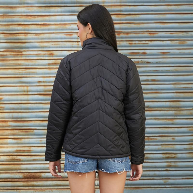 Image of PINACOLADA Women's Fleece-Lined Biker Jacket for Casual Wear | Spread Collar | Long Sleeve | Zipper Closure | Jacket Crafted with Comfort Fit for Everyday Wear