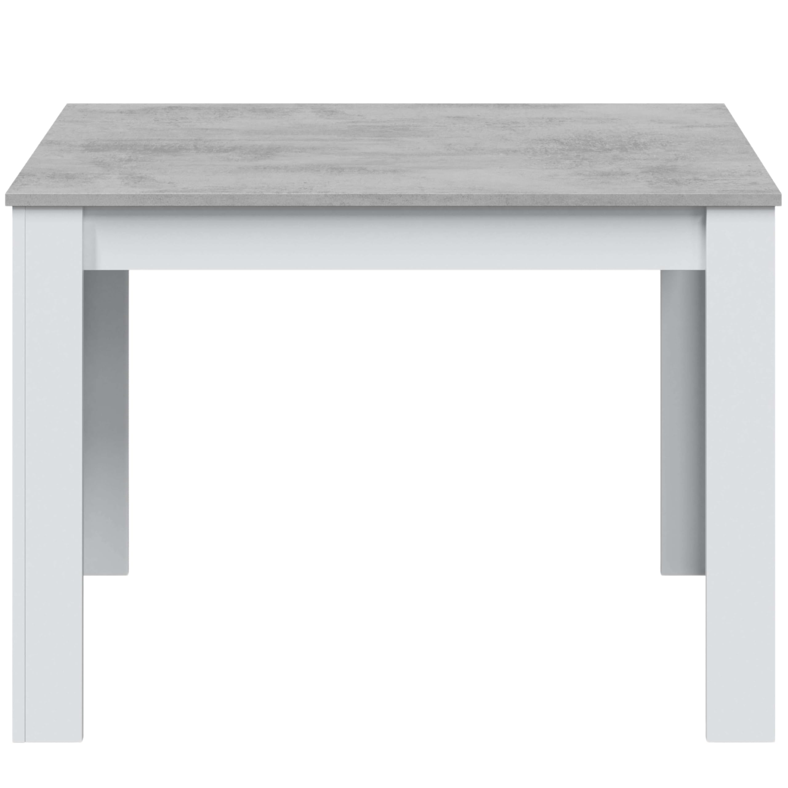 Habitdesign – Mesa Auxiliar Fija, Mesa para Comedor o Cocina, hasta 4 Comensales, Color Blanco Artik y Gris Cemento, 108,5x67x78 cm - Modelo Cloe