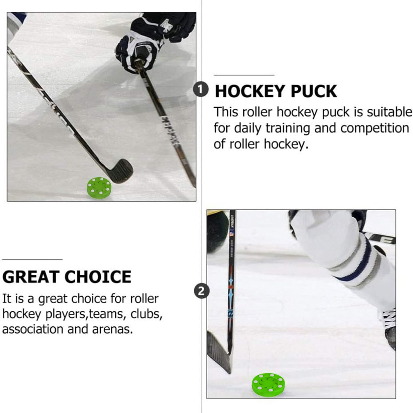 Kiuiom Hockey sur roulettes pour Entraînement,Roller Hockey Jeu Entraînement,Roues De Hockey en Ligne,Palet Hockey en Plein Air À roulettes,Hockey sur Glace Jouets,Vert