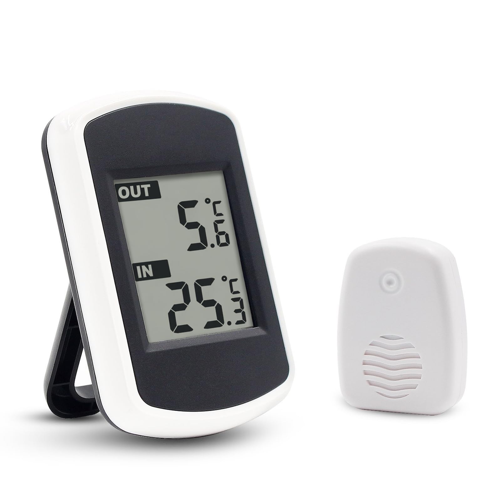 Termometro Interno Esterno Digitale Senza Fili con Display LCD,Sensore Esterno con Cavo,Misuratore Temperatura Ambiente per Casa,Ufficio,Cucina,Garage,Balcone,Serra,Cantina, Camera,Uso Quotidiano