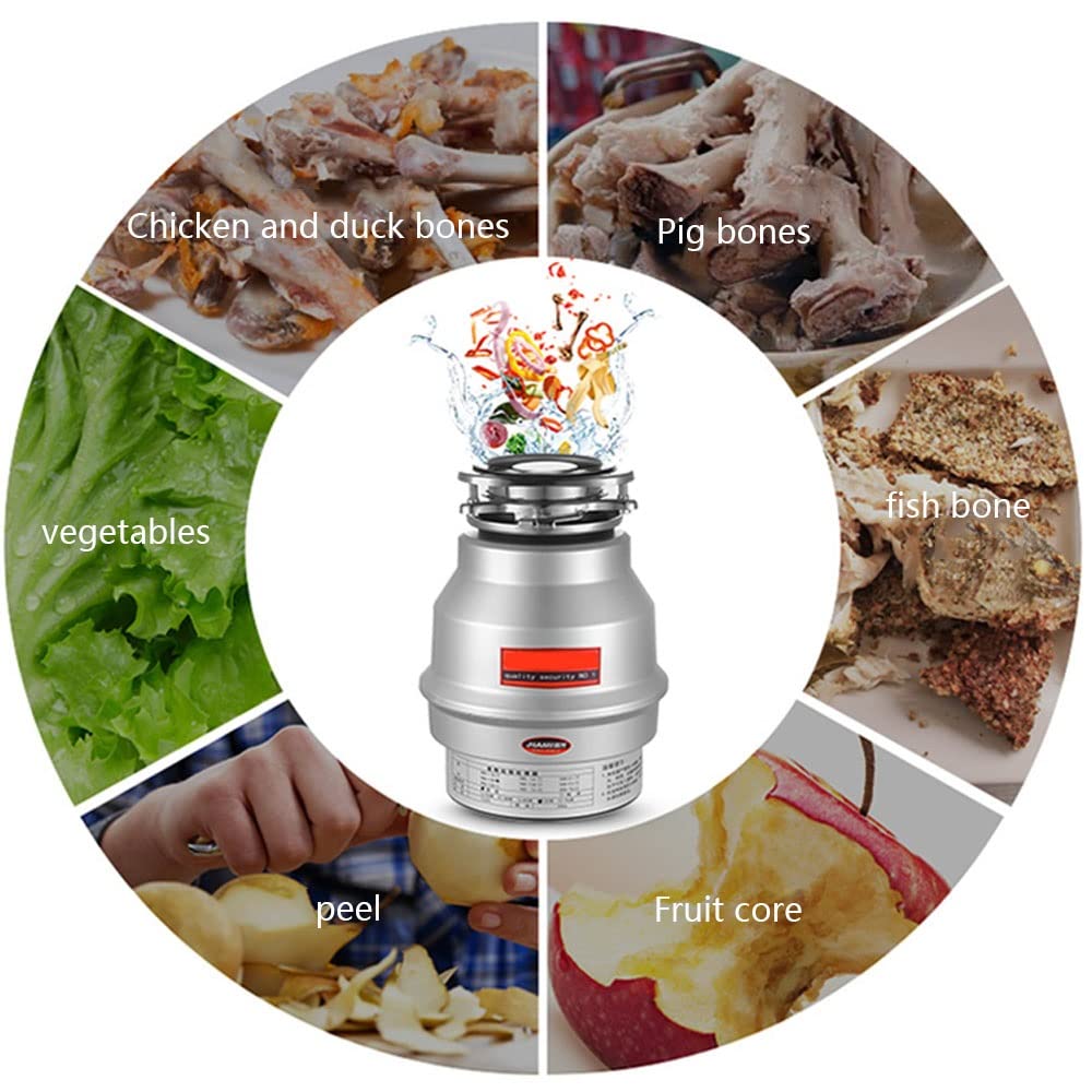 Trituradora De Residuos De Cocina Con Interruptor De Aire Eliminación De Basura De Residuos De Alimentos Trituradora De Acero Inoxidable Alimentación Continua Astilladora/Trituradora De Basura 550W