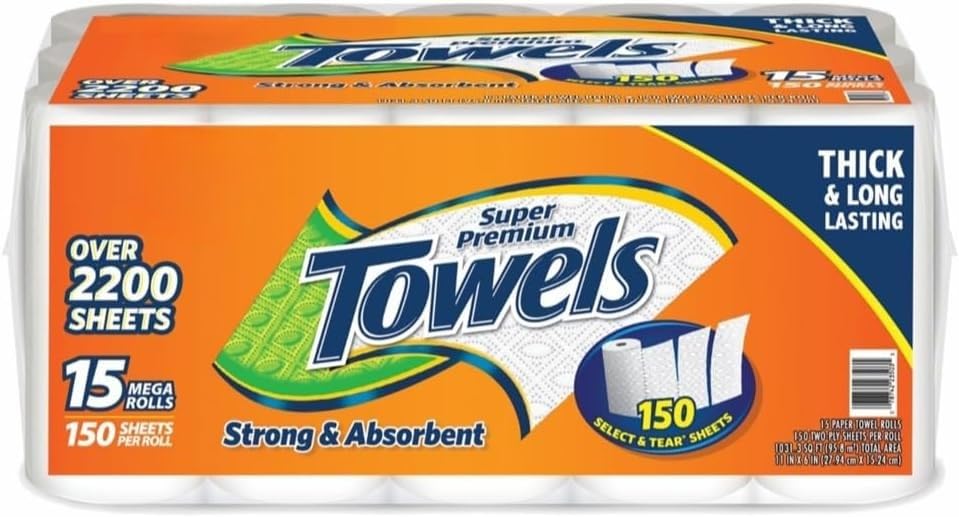 Paper Towels 2-Ply– 15 Mega Roll