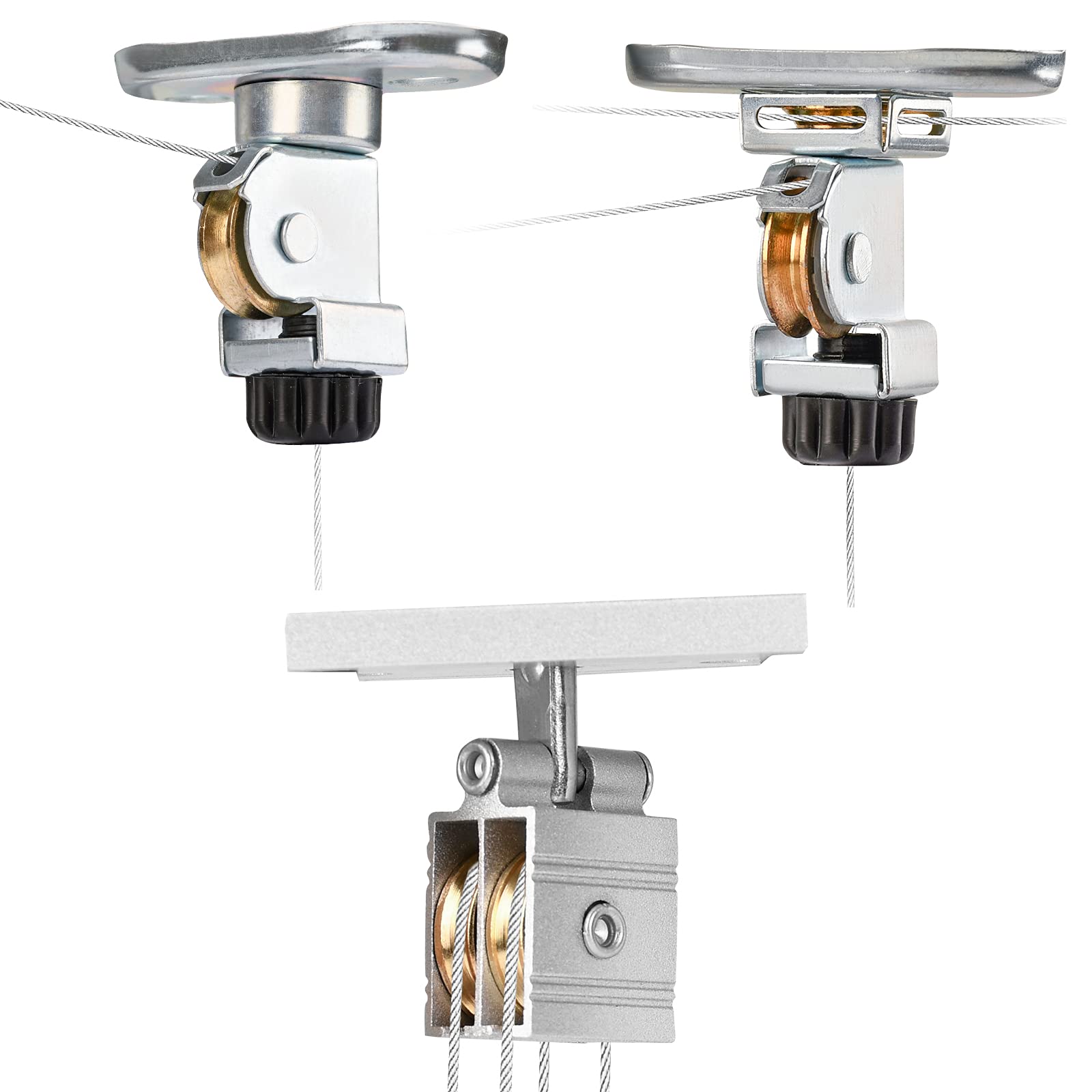 FSHIHINE Washing Line Pulley System with Manual Winch, Wire Rope Cable