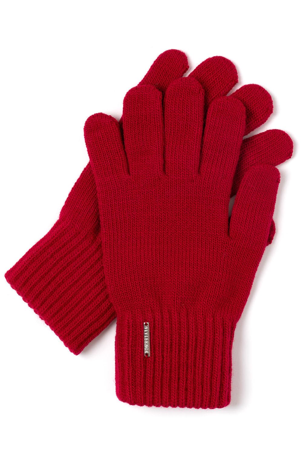 Vivisence Stylish And Warm Five-Finger Winter Gloves For Women With Wide Welt Finish Soft And Warm Wool Blend Material Ideal For Winter And Cold Autumn Days, Red,UNI