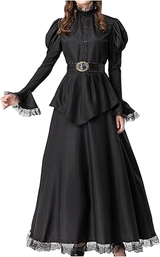 SHOPESSA Midevil - Vestido victoriano de pierna de cordero, vestido gótico de bruja vampiro, vestido de disfraz de bruja de los años 1700, vestido