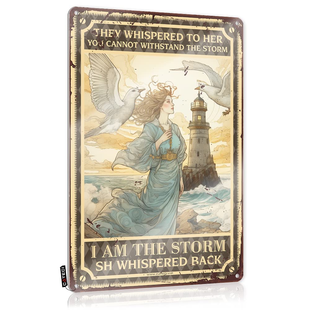 Bar Posters They Whispered To Her You Cannot Withstand The Storm Tin Sign Wall Art Decorvintage Decor For Bedroomcute Bathroom Decorwall For Bedroom Women Metal Tin Sign Retro Retro Signs(20X30CM)