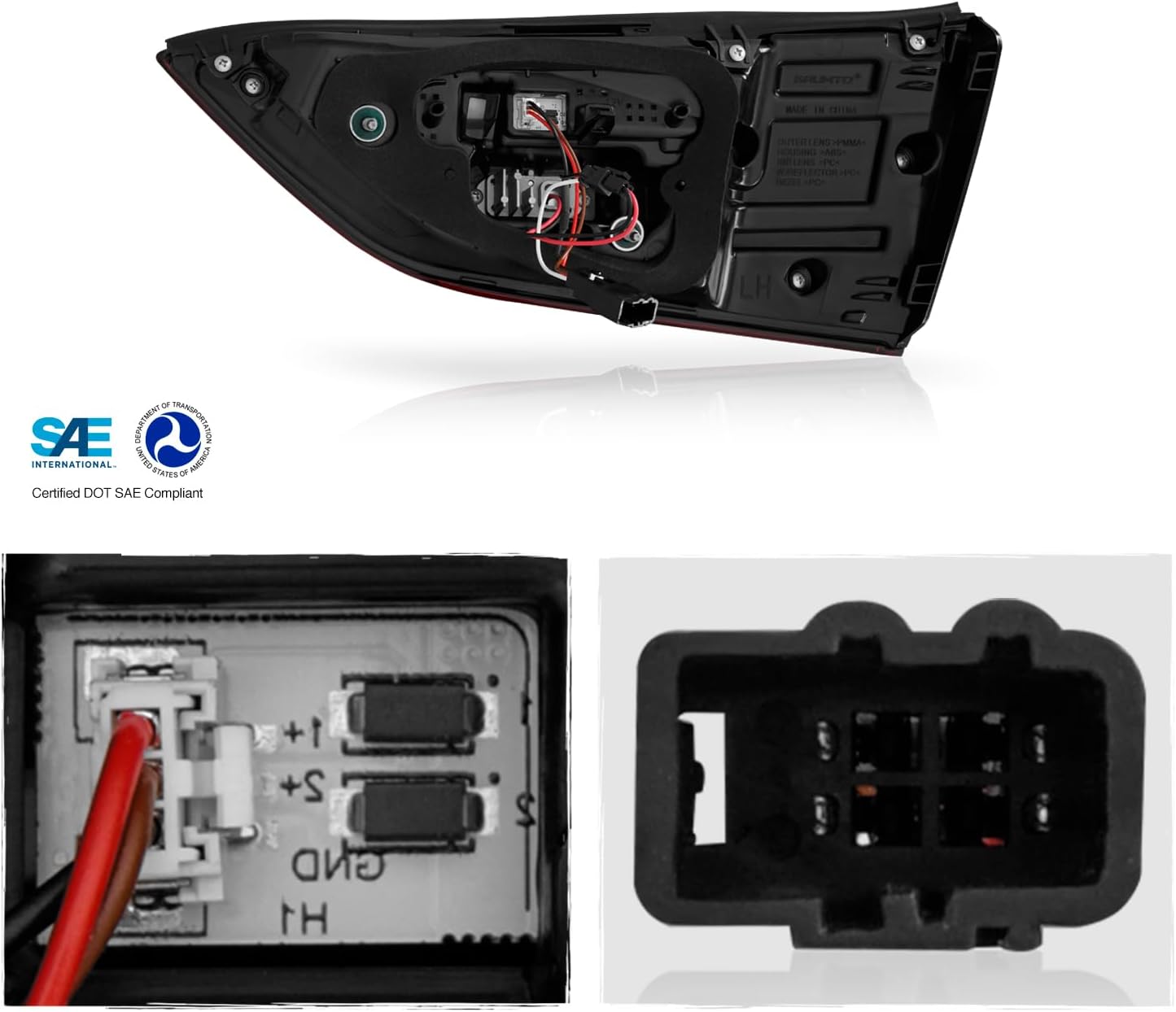 AKKON - Fit 2022 2023 2024 GMC Terrain 22-24 SLE|SLT|AT4 Full LED Black Trim Red Lens Tail Light Rear Brake Lamp OE Style Inner Driver Left Side Replacement
