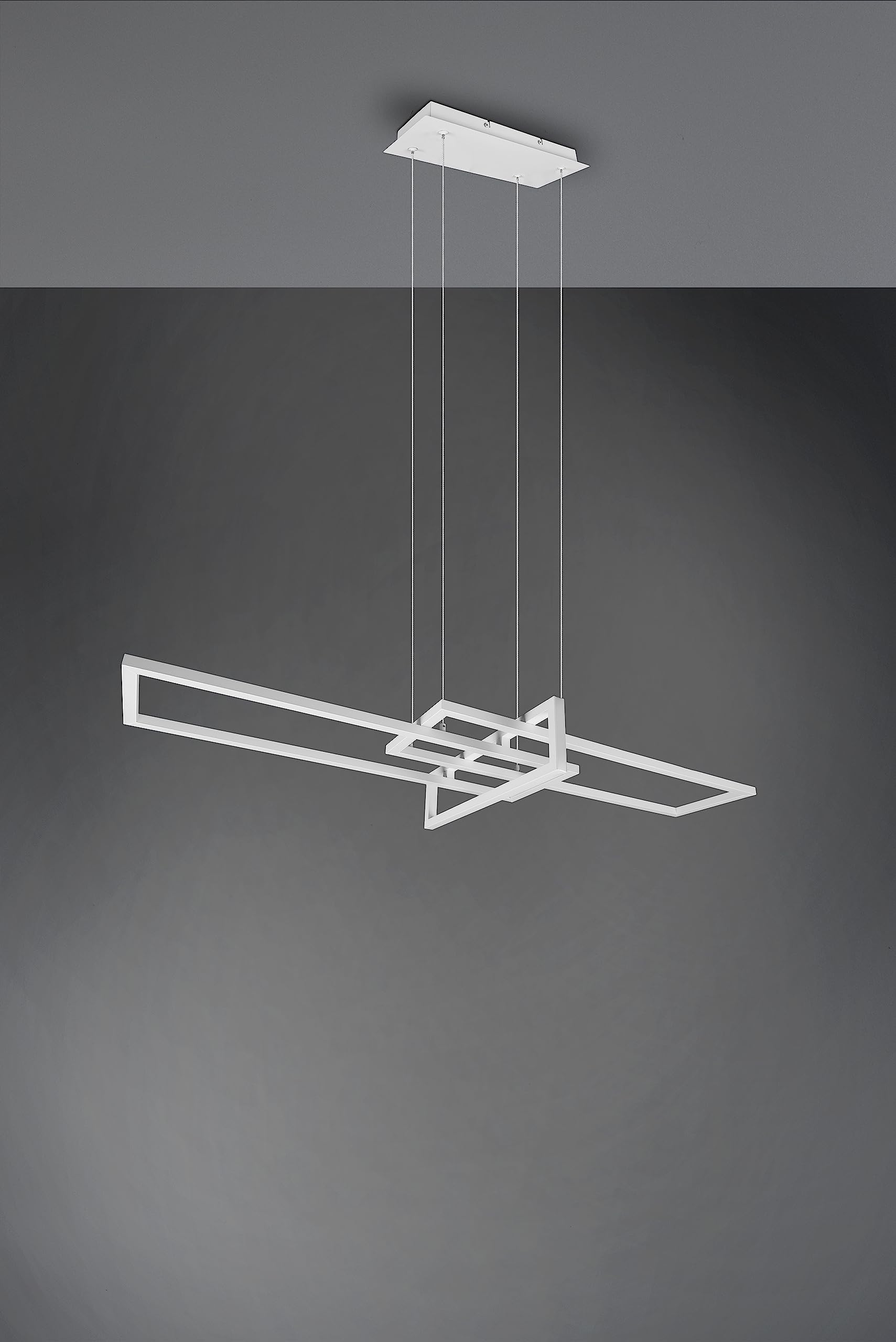 TRIO, Sospensione, Salinas incl. 1 x LED,SMD,34,0 Watt,4000K,4400 Lm. Finitura: Metallo, bianco opaco L:110,0cm, L:40,0cm, A:150,0cm Dimmerabile tramite interrutto,IP20,4000K,
