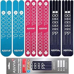 AJUVIA Synthetic Kinesiology Tape, Lasts up to 14 Days, Hypoallergenic Precut K Tape Elastic Bandages for Muscle Pain Relief and Joint Support - 10