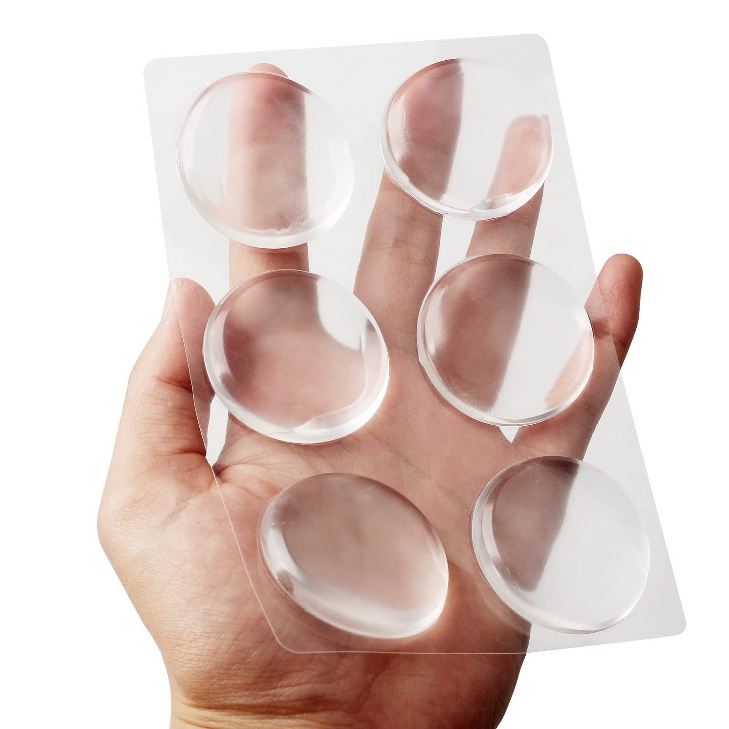 Door Knob Wall Shield, 6 PCS Clear Rubber Door Handle Stopper Door Stops Wall Protector Round Soft Rubber Bumpers Pads for Cabinets Refrigerators Wall