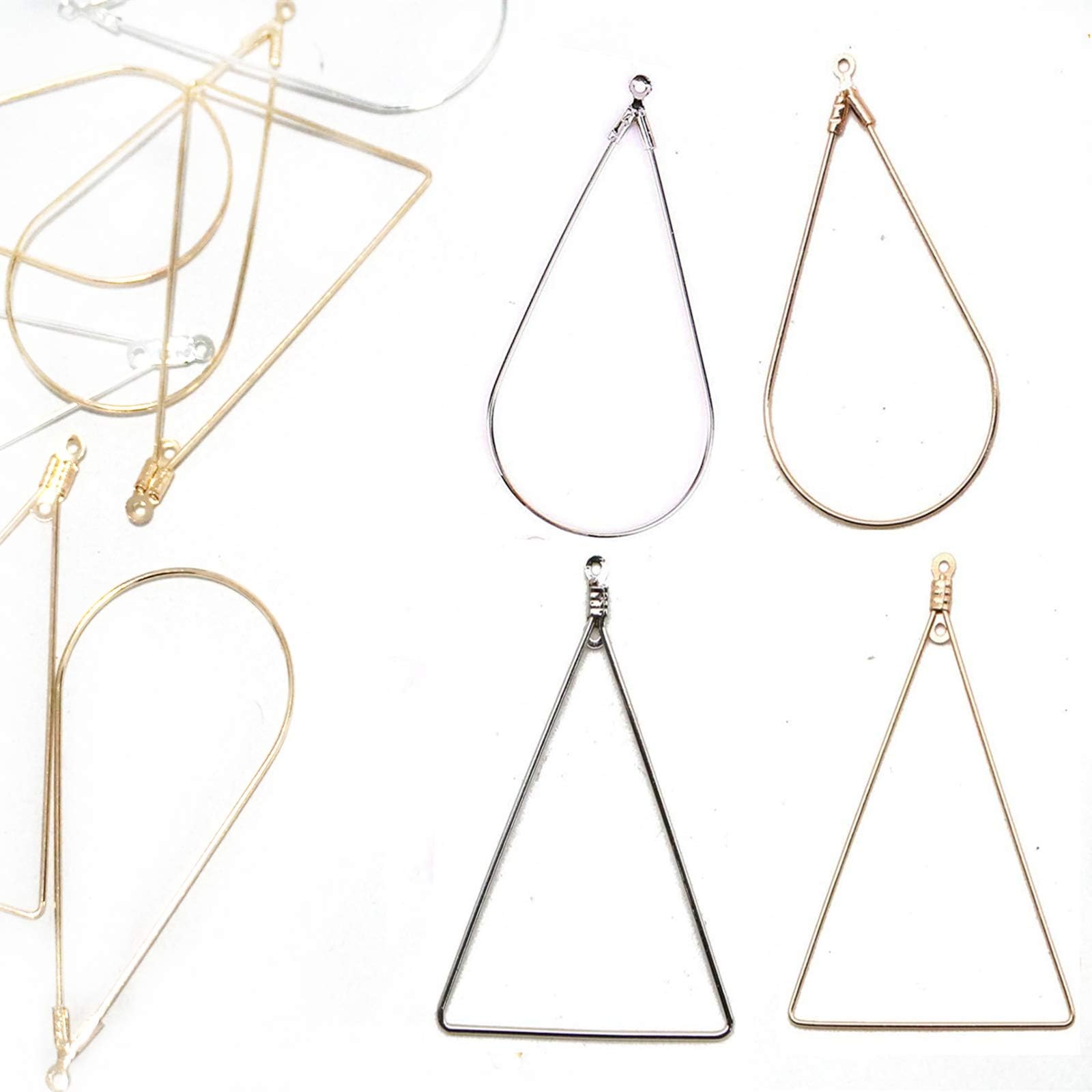 Xinhongo 80 Pcs Teardrop and Triangle Beading Hoop Earring Finding with Loop Jewelry Finding for Earring Jewelry Making Earring DIY Craft(Gold/Silver) (80)
