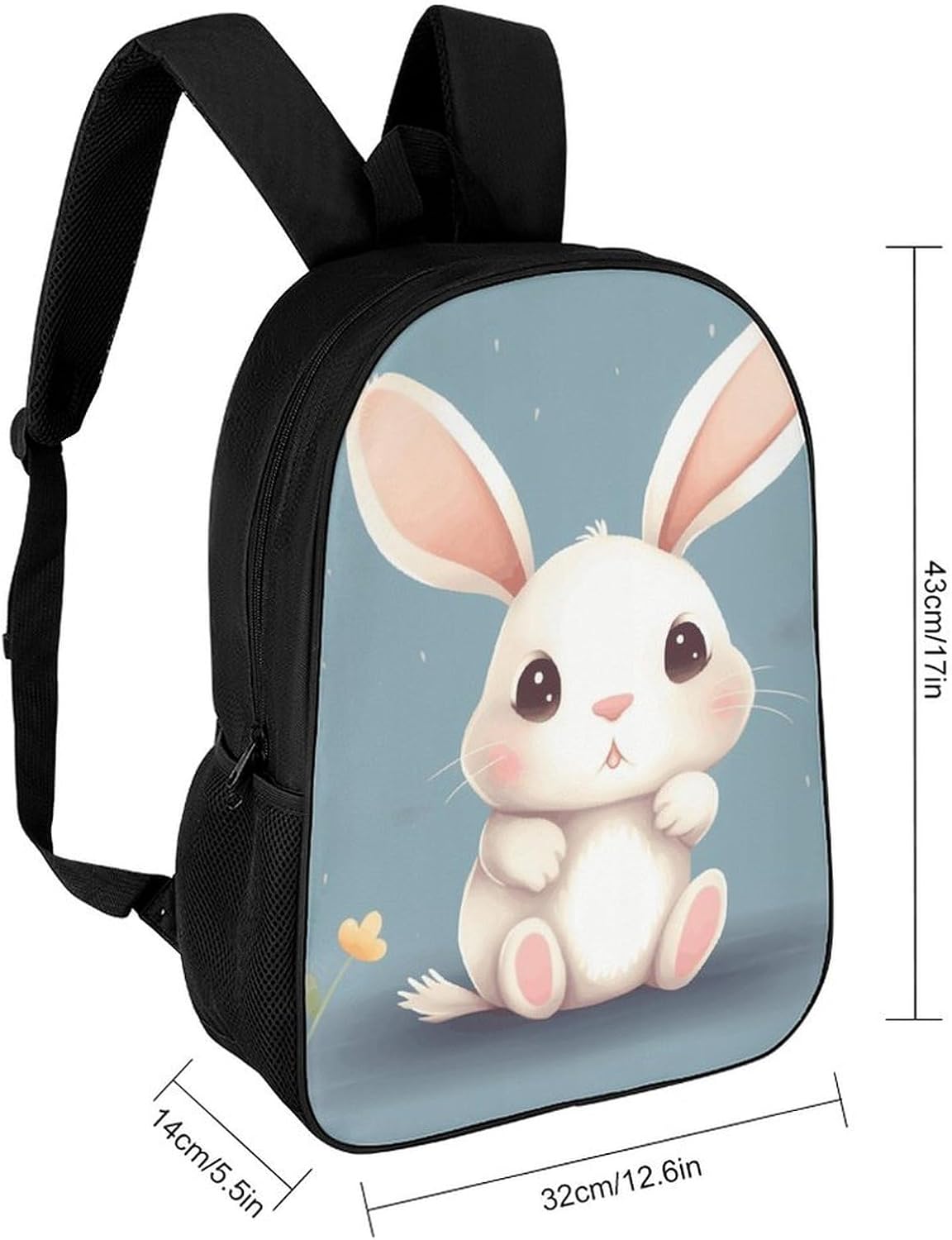 Cartoon Cute Bunny Large Laptop Backpack for Travel, 17 Inch Daypack image 2