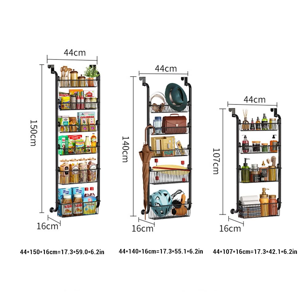 ÉTagèRe à Epices, 6 Niveaux De Rangement Porte Suspension Rangement Range Epices Cuisine, Rangement à Suspendre Porte, Fixation Murale Et ÉTagèRe à ÉPices De Cuisine, Noir