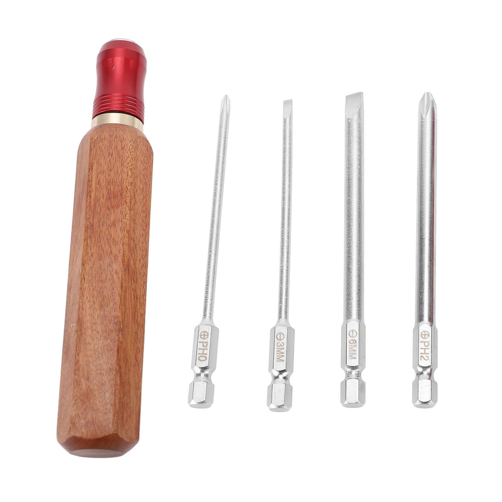 Sour Wood Handle Screwdriver Bits Set 6mm 3mm Slot Crossed Bit for Home and Woodworking Projects Furniture Assembly and DIY Repairs