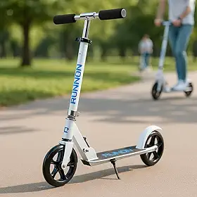 Patinete Dobravel Adulto Infantil 2 Rodas Grandes 20mm Com pezinho Guidão Regulagem de Altura Freio Traseiro até 90kg