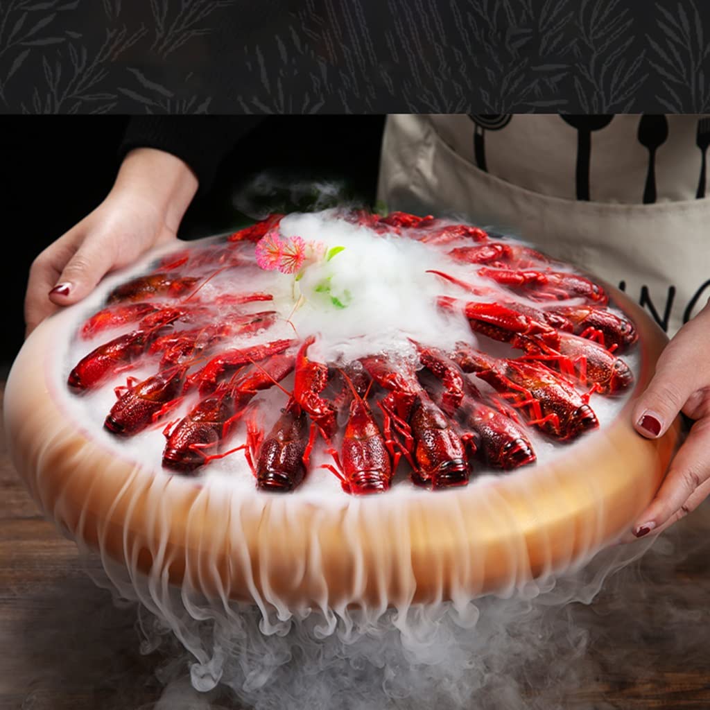 Secchiello Rotondo per Sashimi di Pesce e Frutti di Mare, Piatto Giapponese per Ghiaccio Secco, Servizio da Buffet, stoviglie Creative, Regalo per Gli Amanti del Sushi, 2,Gold B-33.5cm
