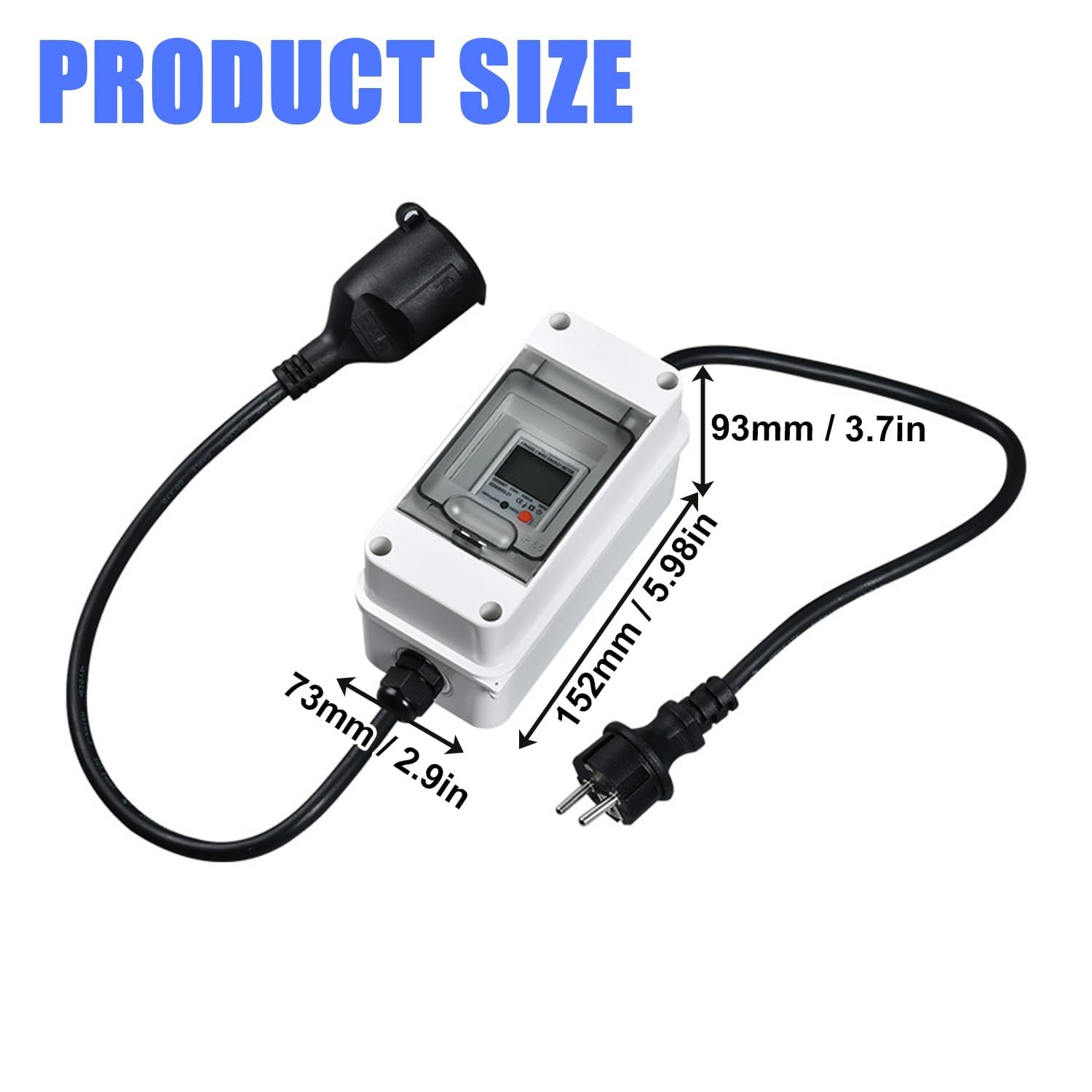 Mobiler Digitaler Stromzähler 230V mit Reset-Taste und IP65 Wasserdicht Stromzähler Steckdose für Wohnmobile, Elektrofahrzeuge und Haushalte, 1m Kabel