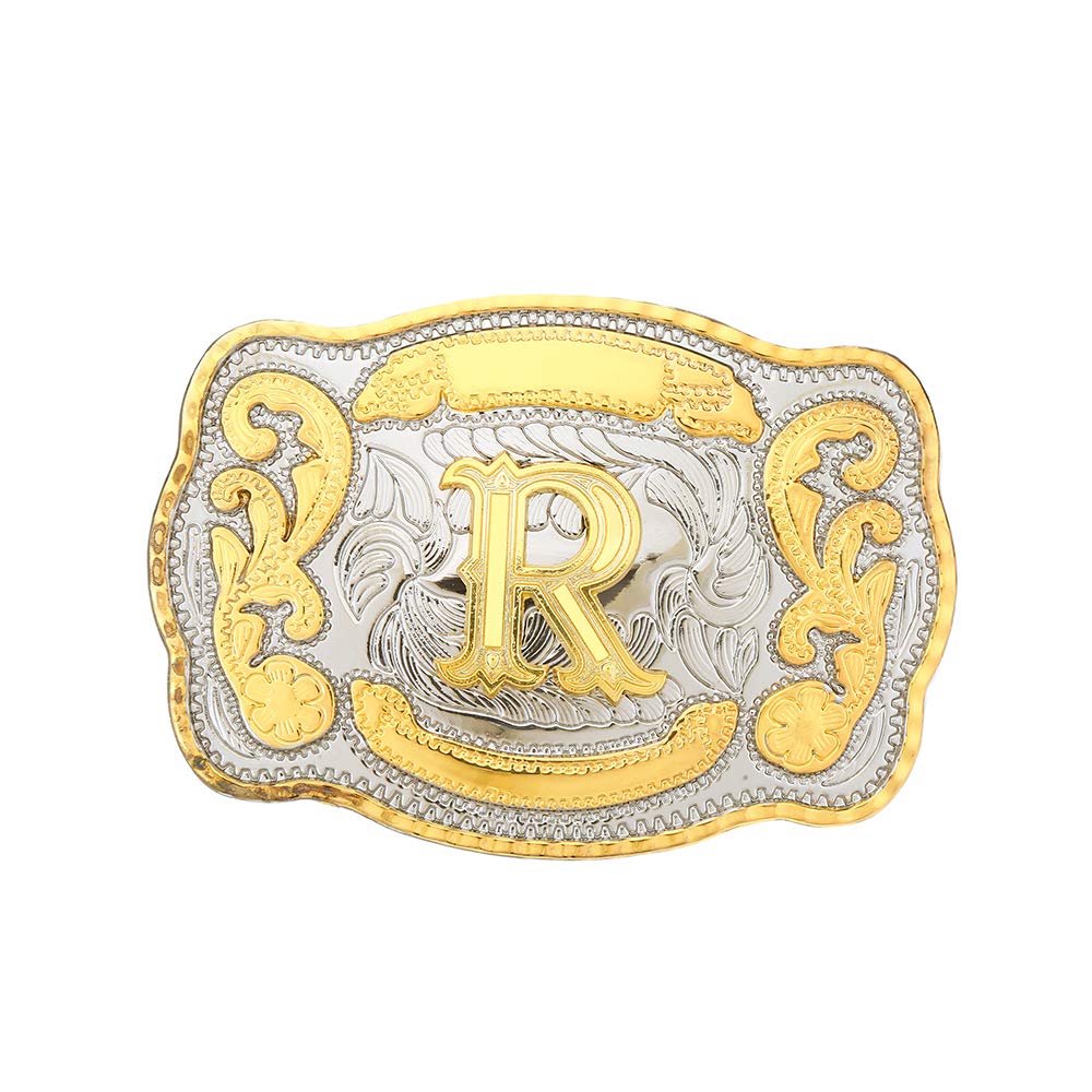 xinqidaxinqida Fashion Cowboy Belt Buckles for Men Initial Letters A to Z Western Belt Buckle,Gold