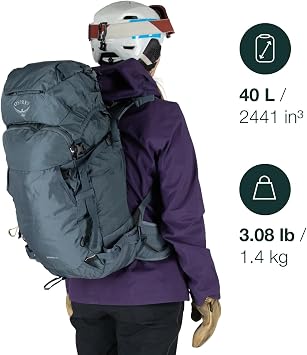Osprey Sopris 40L Ski and Snowboard Backpack, Black