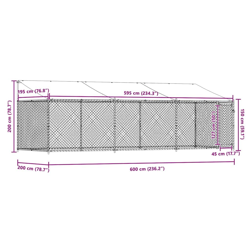 Recinto Cane Acciaio Zincato 6x2x2 m Grigio