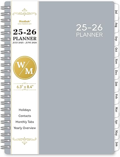 Agenda 2025-2026 - Agenda 2025-2026 - Agenda 2025-2026 de julio de 2025 a junio de 2026, semanal y mensual, 6.25 x 8.3 pulgadas, 12 pestañas