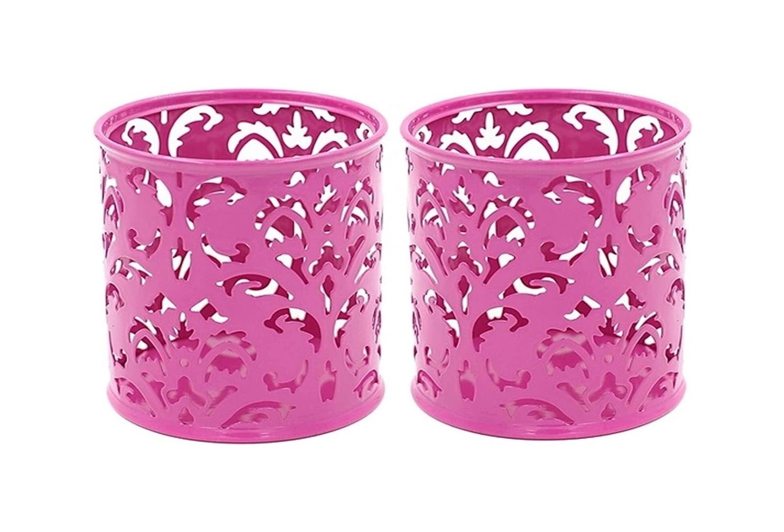 Stiftköcher 2 PCS3-1 / 4Inch Diax3-3 4inch Hochrund-Blumenstifthalter, schwarz Organizer(D-Pink)