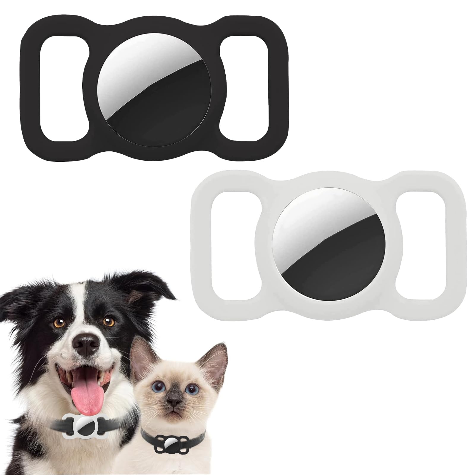 Zurligi 2 Pcs Silicone Holder Case for Dog Cat Collar Loop,Bluetooth Anti-Lost Locator Tracker Pet Cover