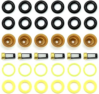 HiSport Fuel Injector Rebuild Service Kits for Universal EV1 Engines Injector O-Rings, Injector Spacers, Injector Retaining Pintle Caps, Injector Micro Basket Filters - 6 pcs/pack