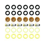 HiSport Fuel Injector Rebuild Service Kits for Universal EV1 Engines Injector O-Rings, Injector Spacers, Injector Retaining Pintle Caps, Injector Micro Basket Filters - 6 pcs/pack