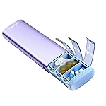 Vaydeer Metal Travel Pill Organizer - Compact Weekly Pill Box for Daily Medication - Portable Small Pill Case for Vitamins, Pills & Supplements (Purple)