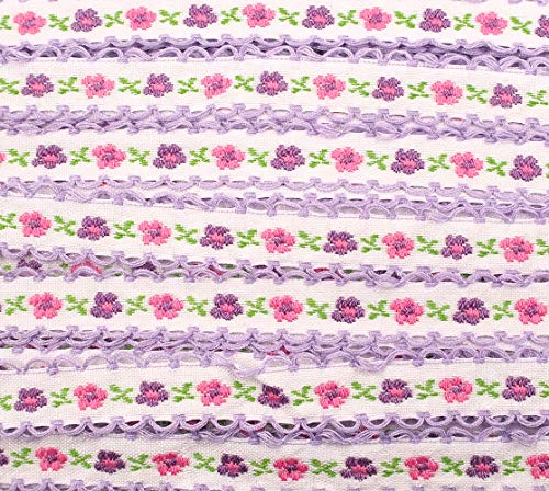 RayLineDo 22 Yards DIY Handmade Lace Rural Style Applique Sewing Craft Wedding Bridal Dress Embellishment DIY Party Decor Clothes Accessory (Purple)