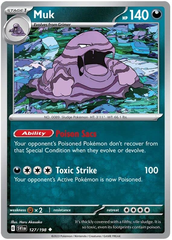 Muk 127/198 Rare Reverse Holo Pokemon Card (Scarlet Red & Violet