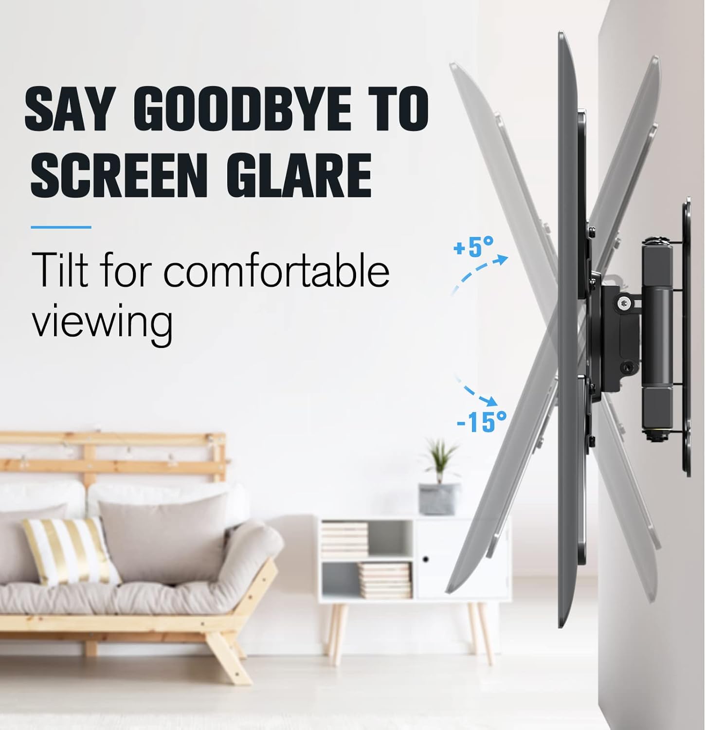 Mounting Dream Full Motion TV Mount with Perfect Center Design for Most 26-55 Inch TVs and Soundbar Mount for Mounting Above or Under TV Fits Most of Sound Bars Up to 15 Lbs MD5420