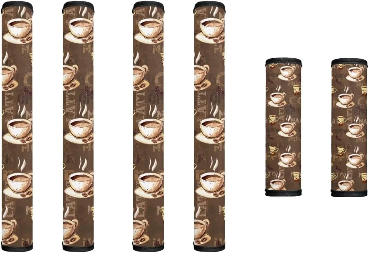 Brown Coffee Kitchen Appliance Handle Covers Decorative Refrigerator Handle Covers Set of 6 Washable Fabric Microwave Oven Refrigerator Door Handle Cover Dishwasher Fridge Door Protector