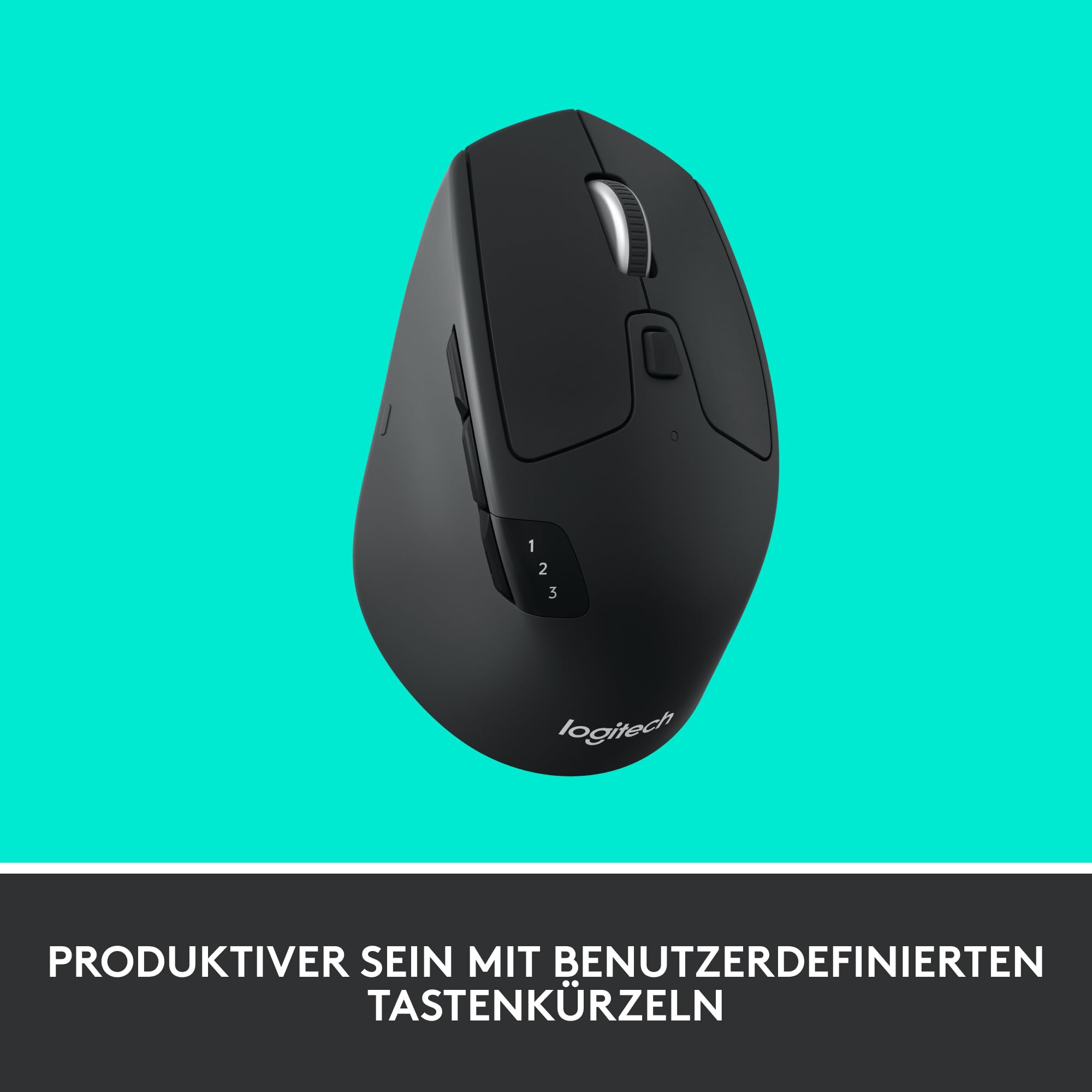 Logitech M720 Triathlon Multi-Device Kabellose Maus, Bluetooth, USB-Unifying-Empfänger, 1000 DPI, 6 programmierbare Tasten, 2-Jahres-Batterie, Für Laptop, PC, Mac, iPadOS - Grau
