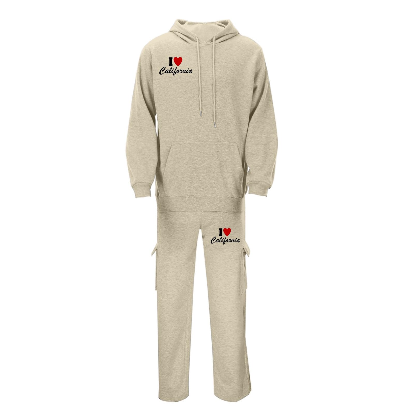 Generisch Chándal para hombre Traje de casa Sudadera con capucha + pantalones de jogging 2 piezas Algodón aireado cálido Y2K Hip Hop Traje deportivo de gimnasio Transpirable Fit