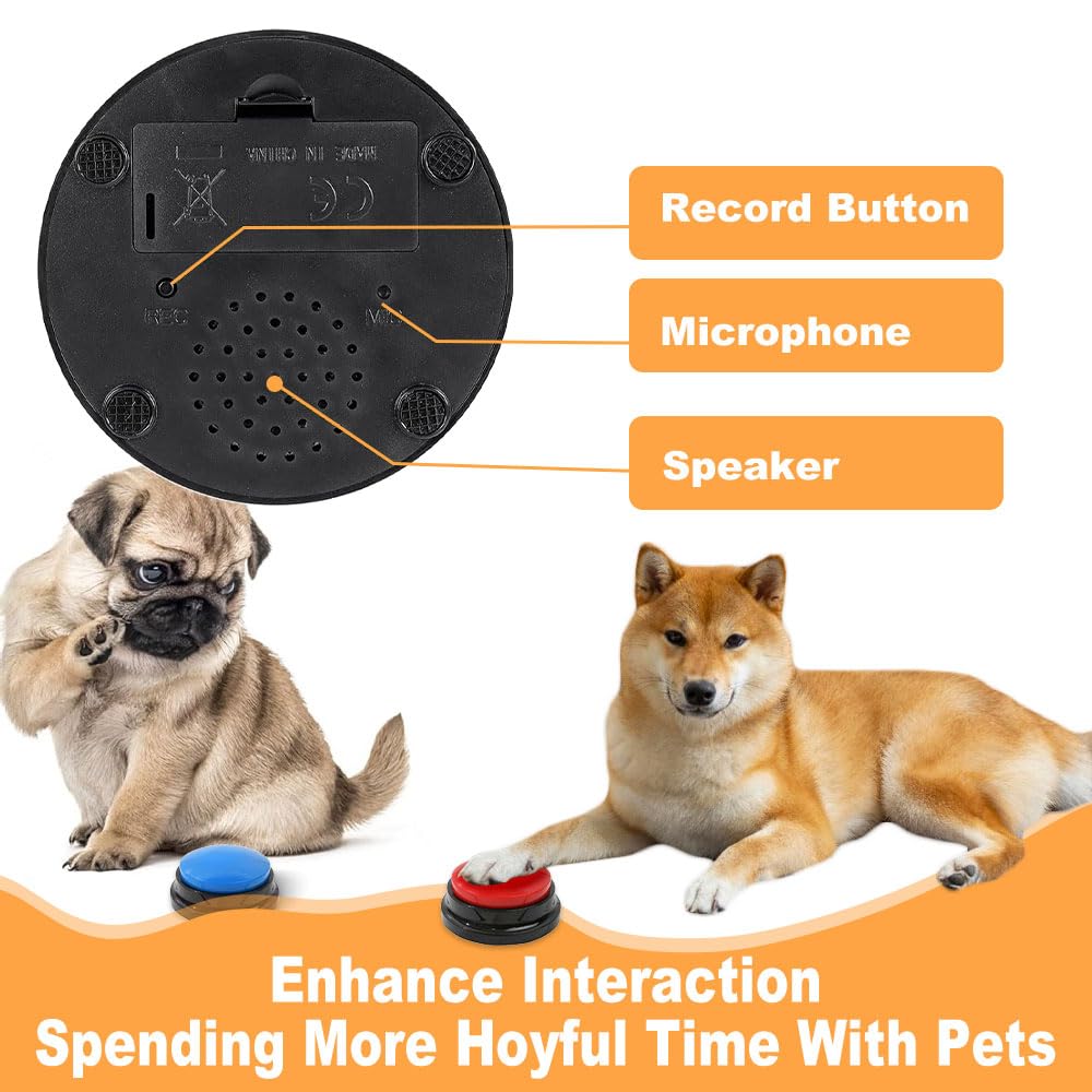 4 Pezzi Pulsanti per Cani Registrabili, Pulsanti Registrabili per Cani, Pulsanti Cani Registrabile in 30 Secondi, Pulsanti Parlanti per Cani, Pulsante di Comunicazione per Cani Addestramento