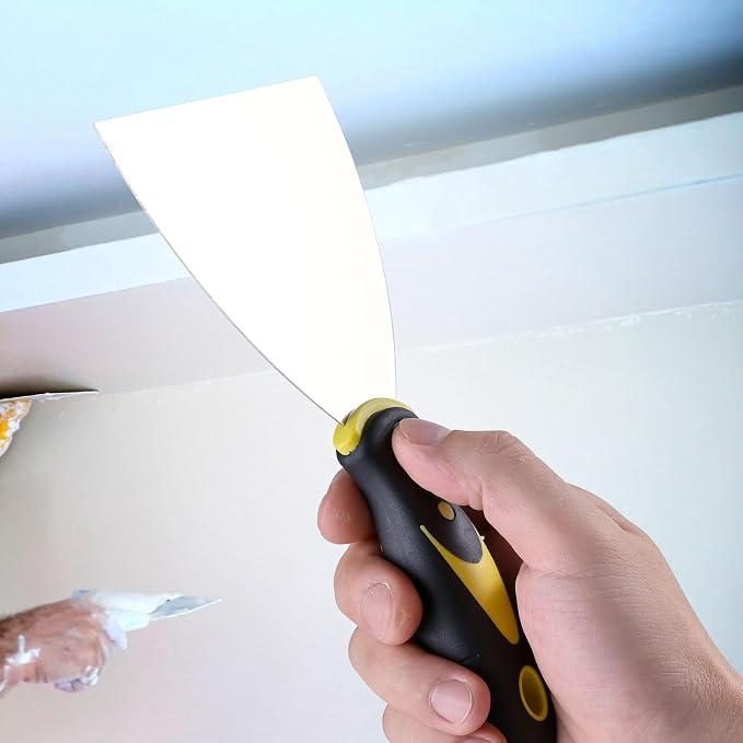 Set de espátulas de masilla, raspadores de pintura de 2" y 4" | Juego de 2 herramientas de metal para masilla, espátula para reparación de drywall, remoción de papel tapiz, raspado de yeso miniatura 2