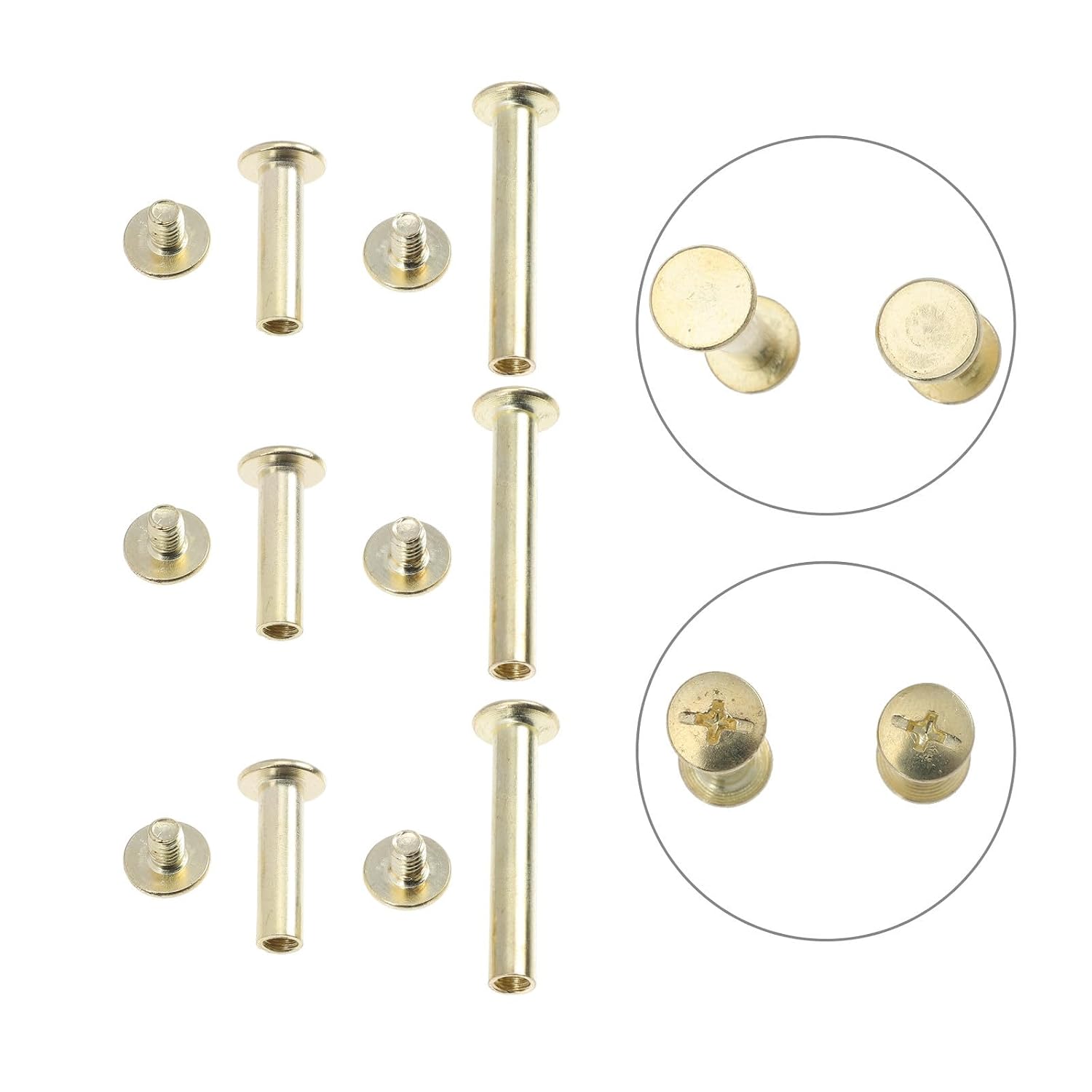 100pcs Golden Copper Plated Chicago Screw Post Set