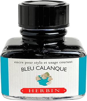 J. Herbin Bleu Calanque Fountain Pen Ink, Glass Bottle, 30ml