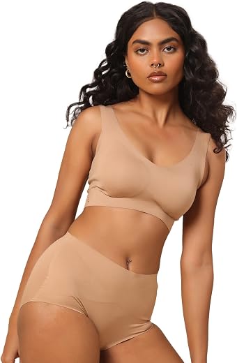 Krvvy Ultrasoft Bralette | Wireless and Seamless Everyday Bra for Women | Full Coverage Slip-On Bralette with Removable Pa...