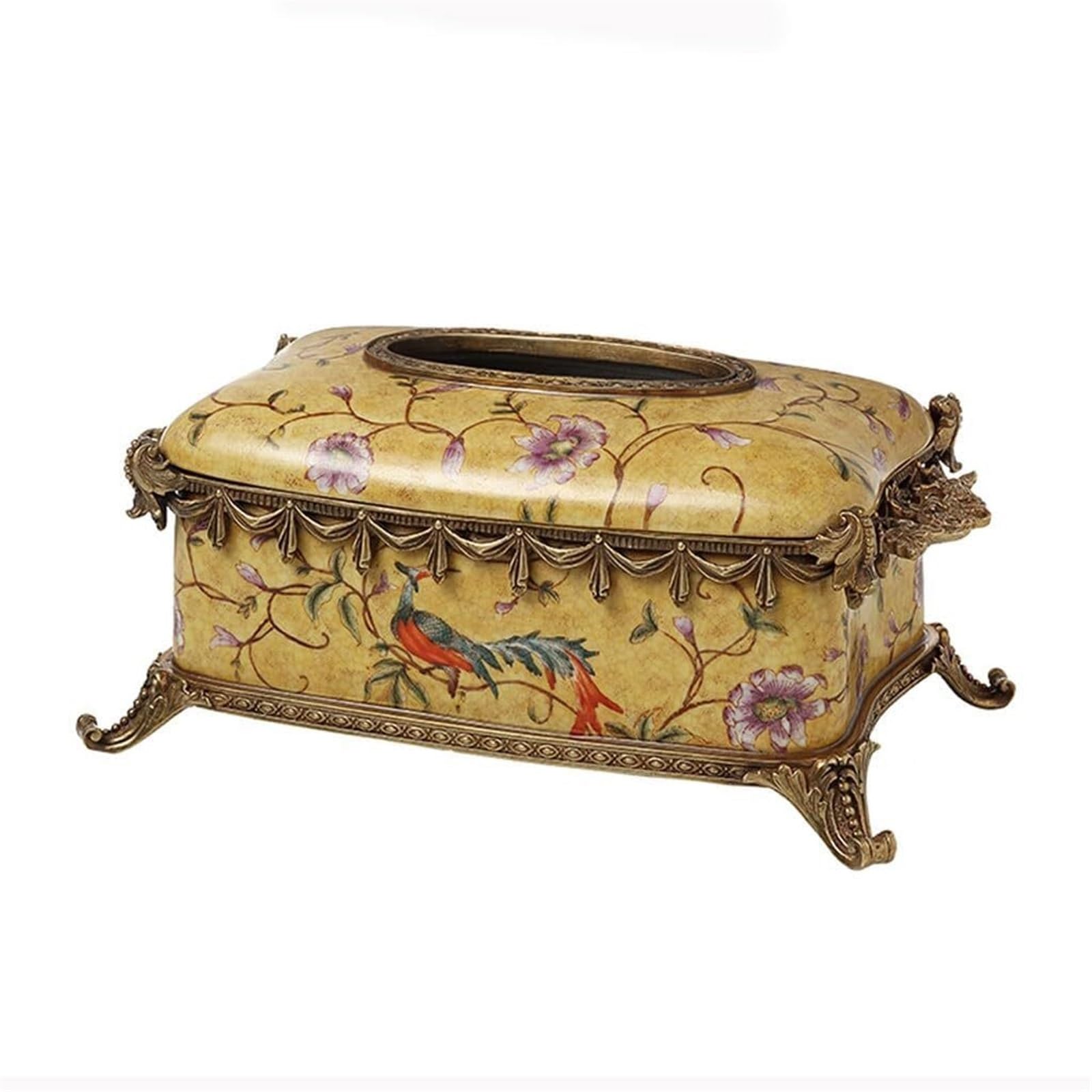 GTHTUHFD Tissue Dispenser Box Nordic Copper With Ceramic Palace Tissue Box Living Room Home Living Room Desktop Paper Box Decoration Tissue Box Holder