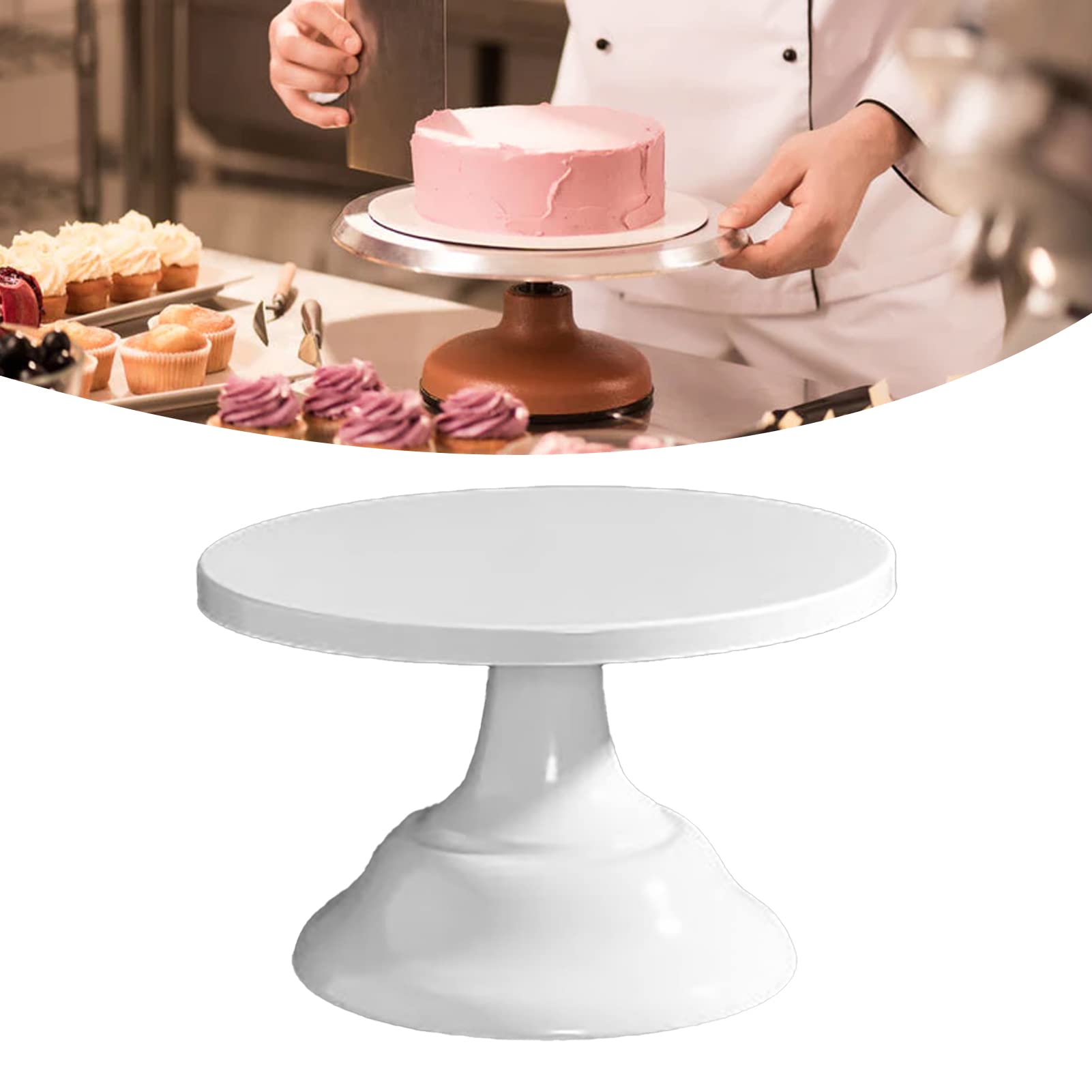 Alzata per Torta in Metallo, Porta Torta Rotonda Resistente per Feste - Supporto per Dolci, Cupcake, Dessert - Ideale per Matrimoni, Compleanni, Eventi (Bianco Piccolo)