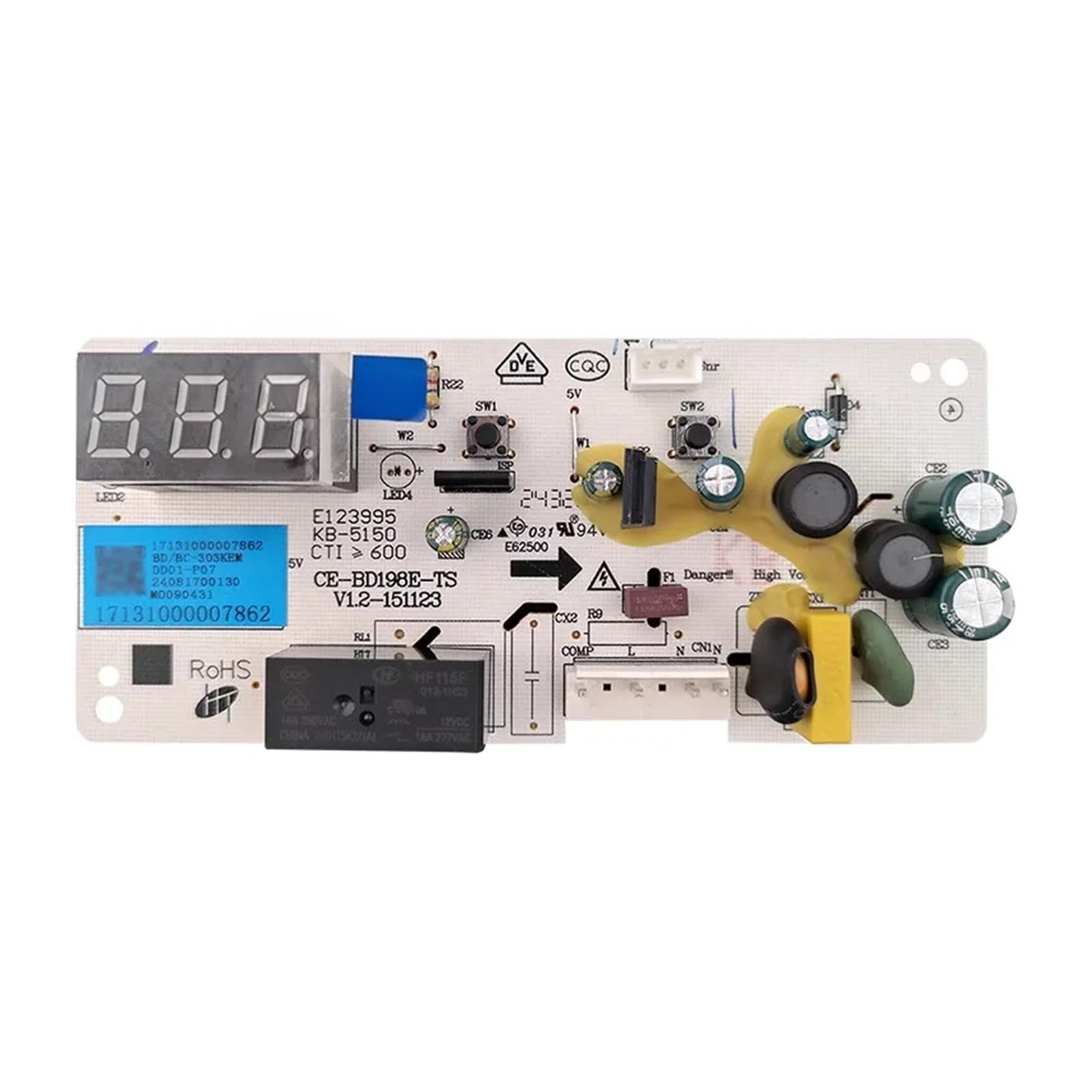 Refrigerator Fittings Motherboard ，Compatible for Midea ，Freezer BDBC-303KEM 17131000007862 CE-BD198E-TS Display Board Computer Board