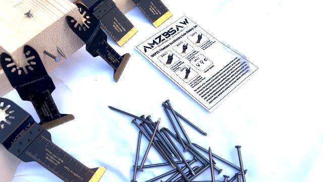 Image of AMZBSAW 100PCS Titanium Oscillating Multitool Blades Metal Cutting, Multi Tool Blades Kits for Metal Nails Wood Plastic and Hard Material, Saw Blades Fit Milwaukee Ryobi Dewalt Bosch, 4 Types