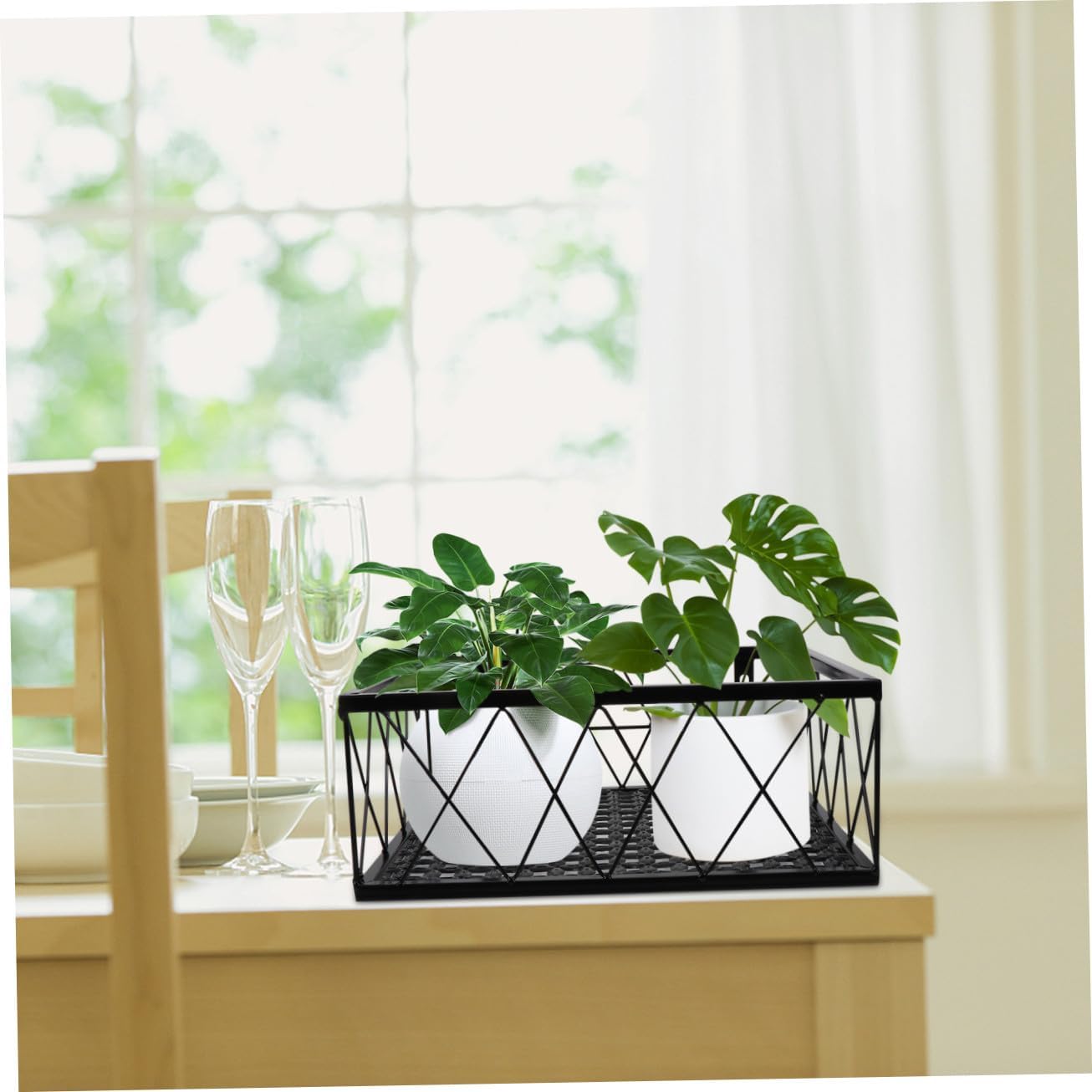 Balcony Flower Pot Rack Hanging Plant Pot Stand Kitchen Storage Shelf Durable Metal Hanger